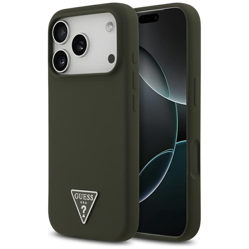 Guess Silicone Triangle Logo MagSafe - Case iPhone 17 Pro (khaki)