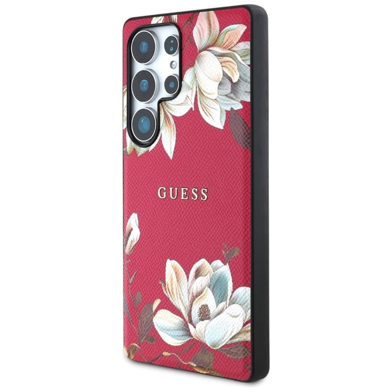 Guess Grained Printed Flower Pattern MagSafe - Case for Samsung Galaxy S25 Ultra (fuchsia) 2