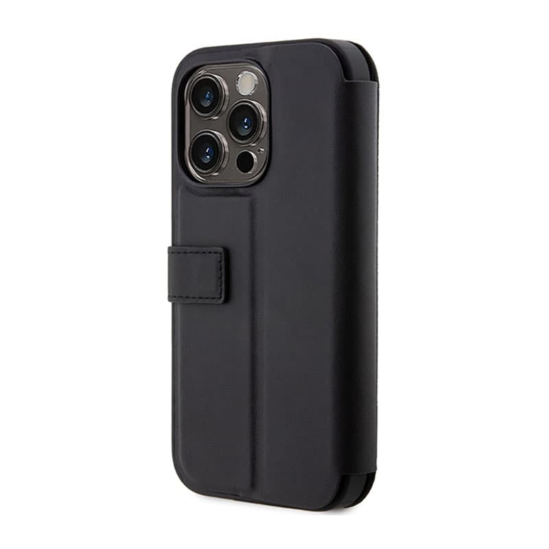 BMW Booktype Leather Textured & Stripe - Case for iPhone 14 Pro Max (Black) 4