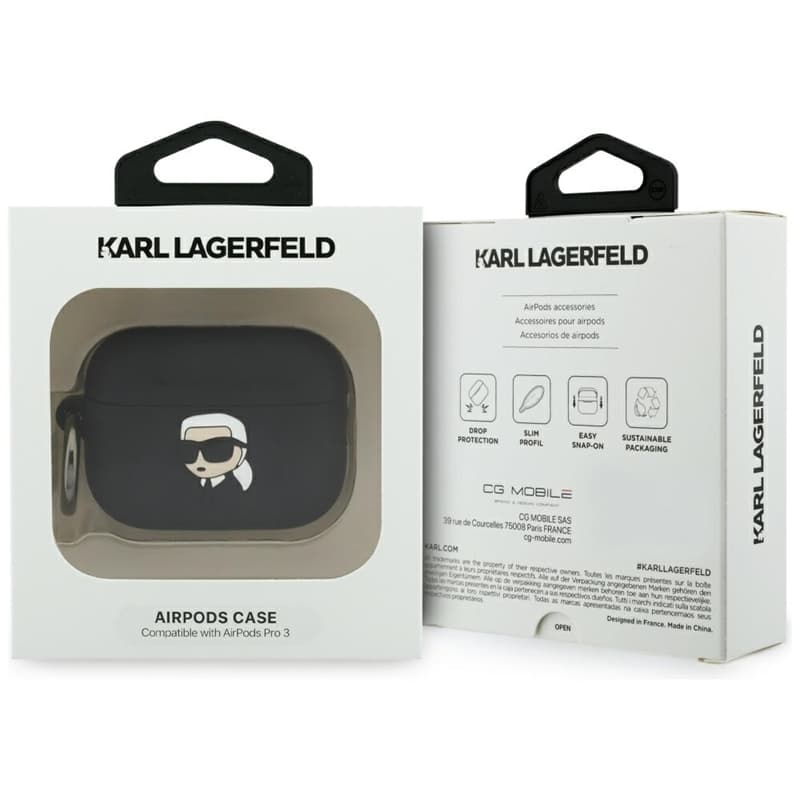 Karl Lagerfeld Silicone Karl Head 3D - AirPods Pro 3 Case (Black) 4