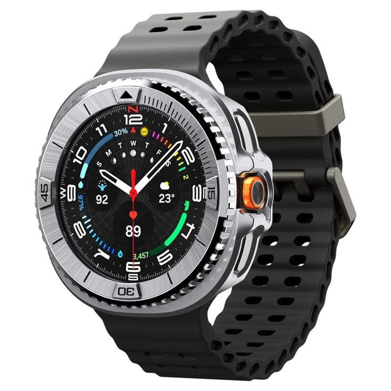 Spigen Bezel Tune Pro Pilot - Case / Protective Ring for Samsung Galaxy Watch 8 Classic 46 mm (Silver) 3