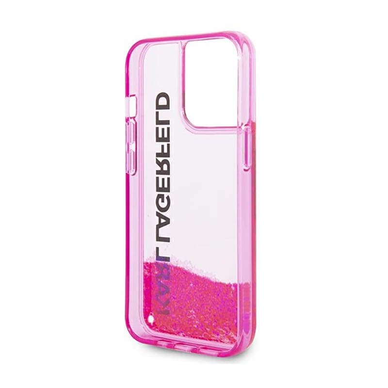 Karl Lagerfeld Liquid Glitter Translucent Elongated Logo Case - Case for iPhone 14 Pro Max (Pink) 7