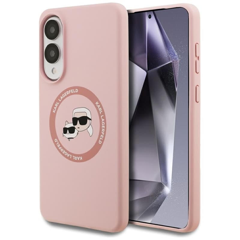 Karl Lagerfeld Silicone Double Heads And Circle MagSafe - Case for Samsung Galaxy S25 Edge (pink) 1