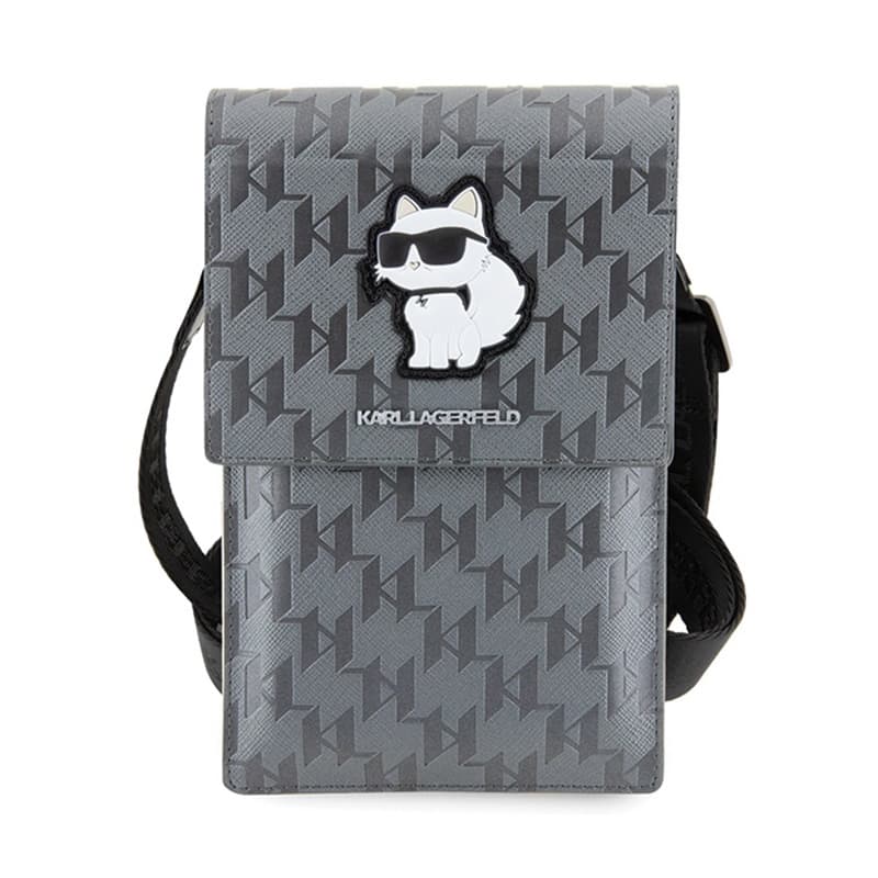 Karl Lagerfeld Saffiano Monogram Choupette - Phone crossbody bag (silver) 2