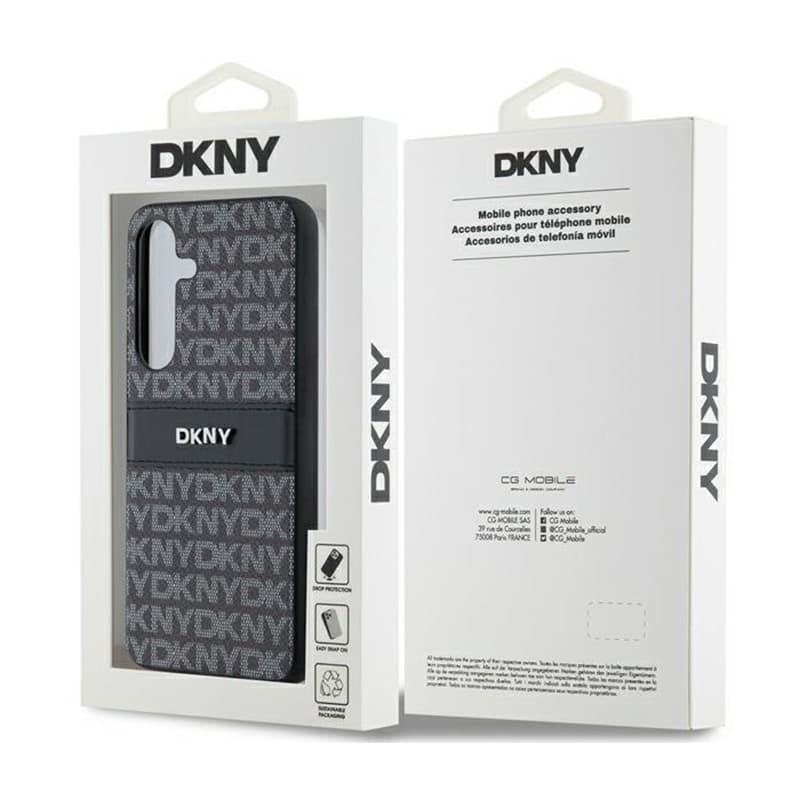 DKNY Leather Mono Stripe & Metal Logo - Samsung Galaxy S24+ Case (black) 8
