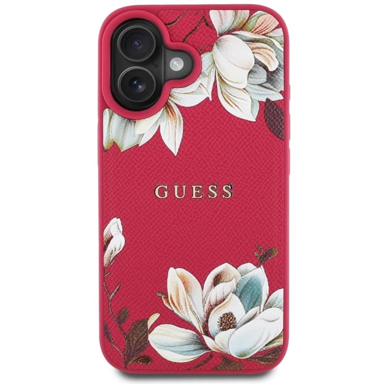 Guess Grained Printed Flower Pattern MagSafe - Case for iPhone 16 (fuchsia) 3