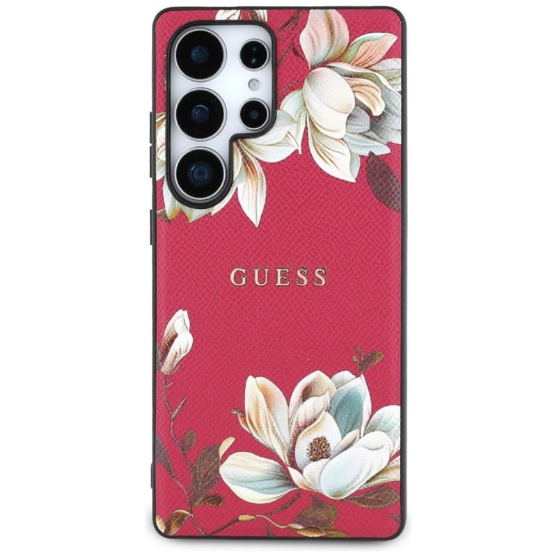 Guess Grained Printed Flower Pattern MagSafe - Case for Samsung Galaxy S25 Ultra (fuchsia) 3