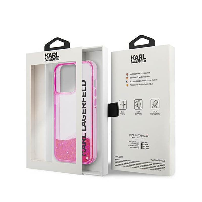 Karl Lagerfeld Liquid Glitter Translucent Elongated Logo Case - Case for iPhone 14 Pro Max (Pink) 8