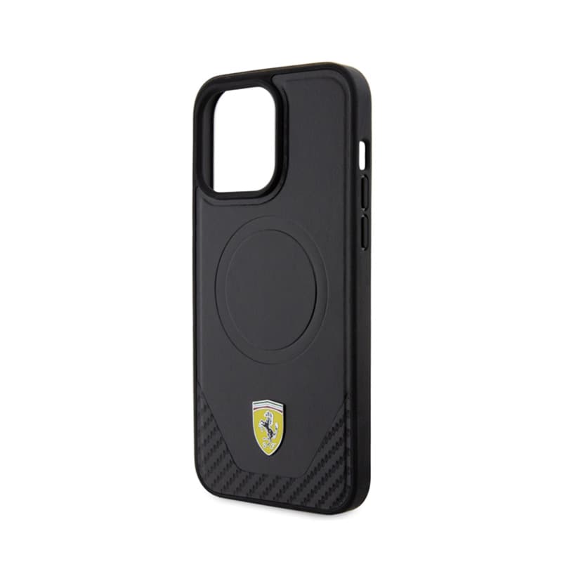 Ferrari Carbon Metal Logo MagSafe - Case for iPhone 15 Pro Max (Black) 6