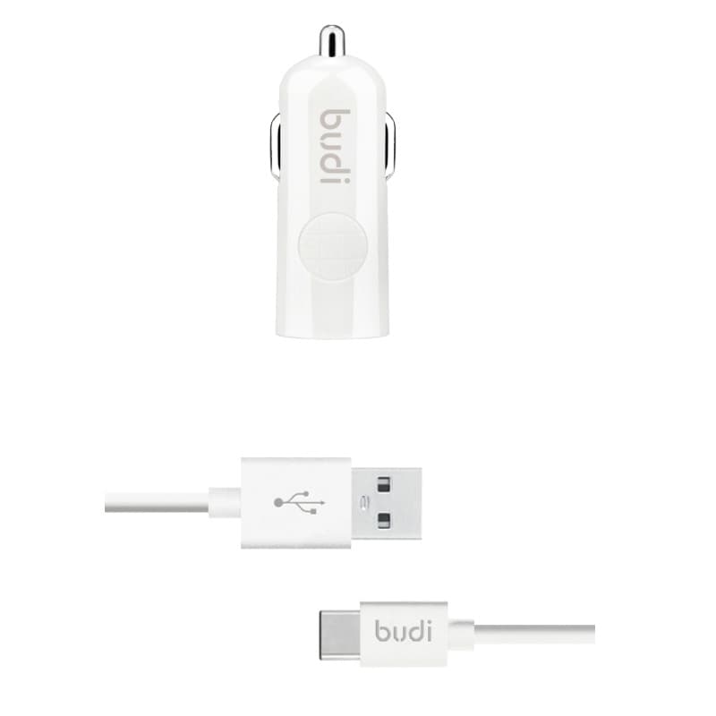 Budi - 1 USB car charger with LED indicator+USB type C cable 1