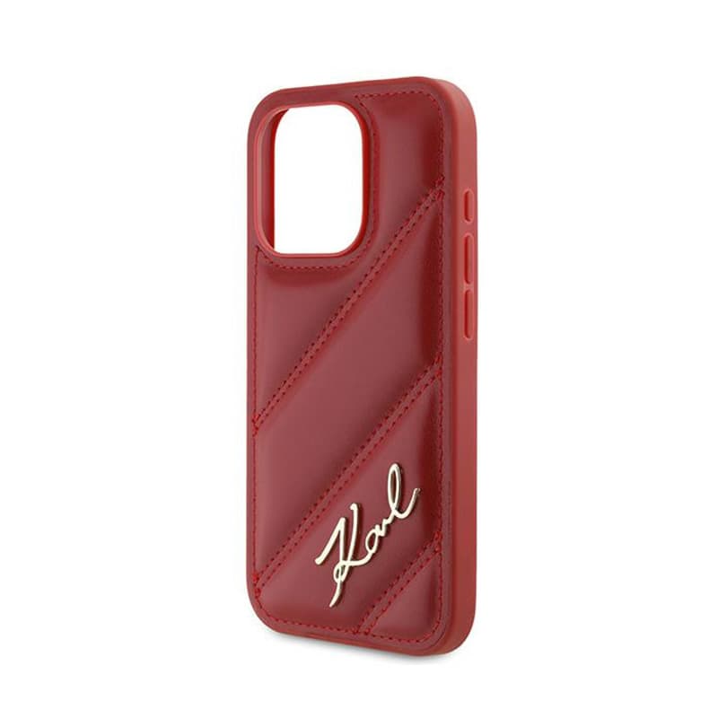 Karl Lagerfeld Diagonal Quilted Script - Case for iPhone 15 Pro Max (Red) 6