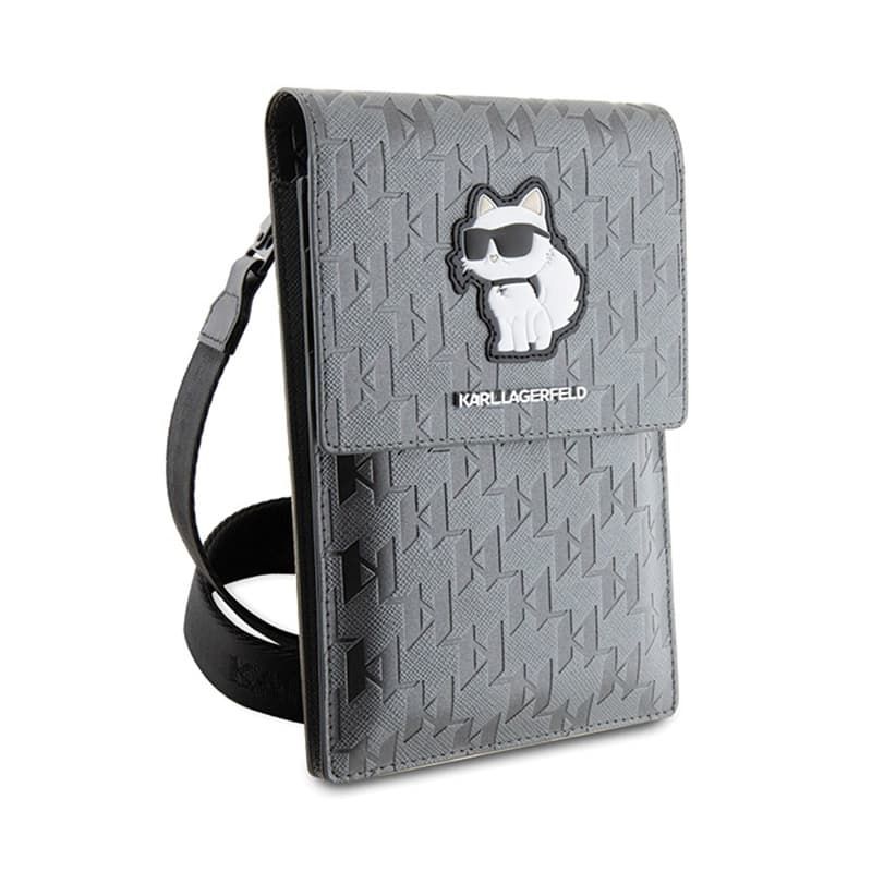 Karl Lagerfeld Saffiano Monogram Choupette - Phone crossbody bag (silver) 3