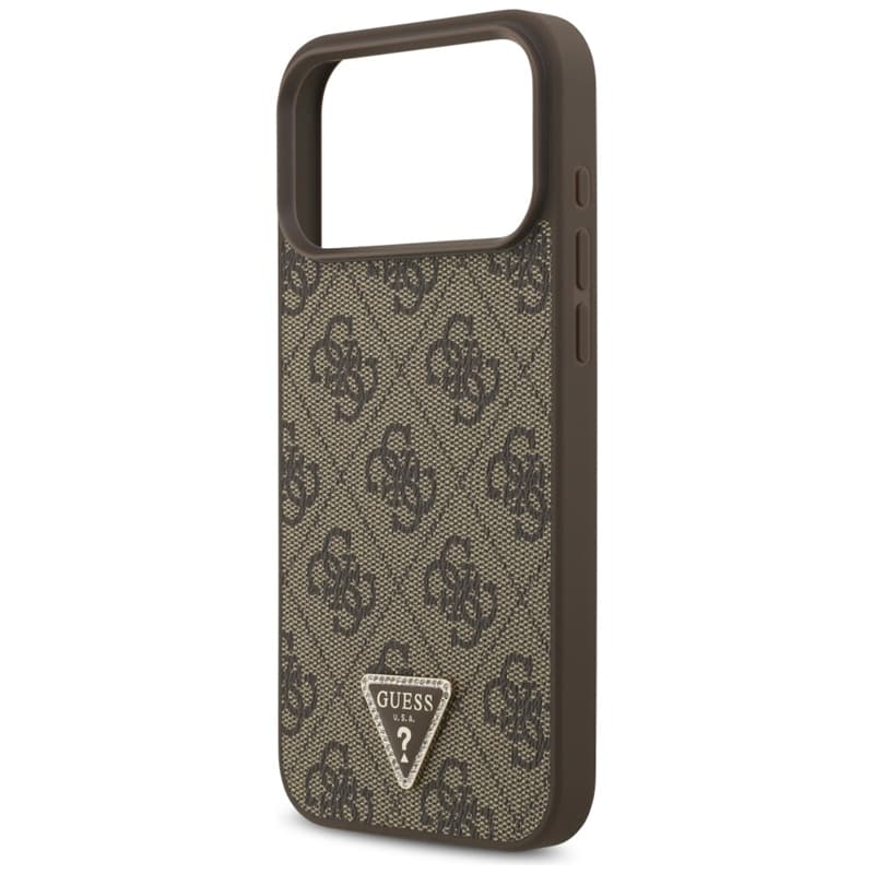 Guess Leather 4G Triangle Strass MagSafe - Case iPhone 17 Pro Max (brown) 6