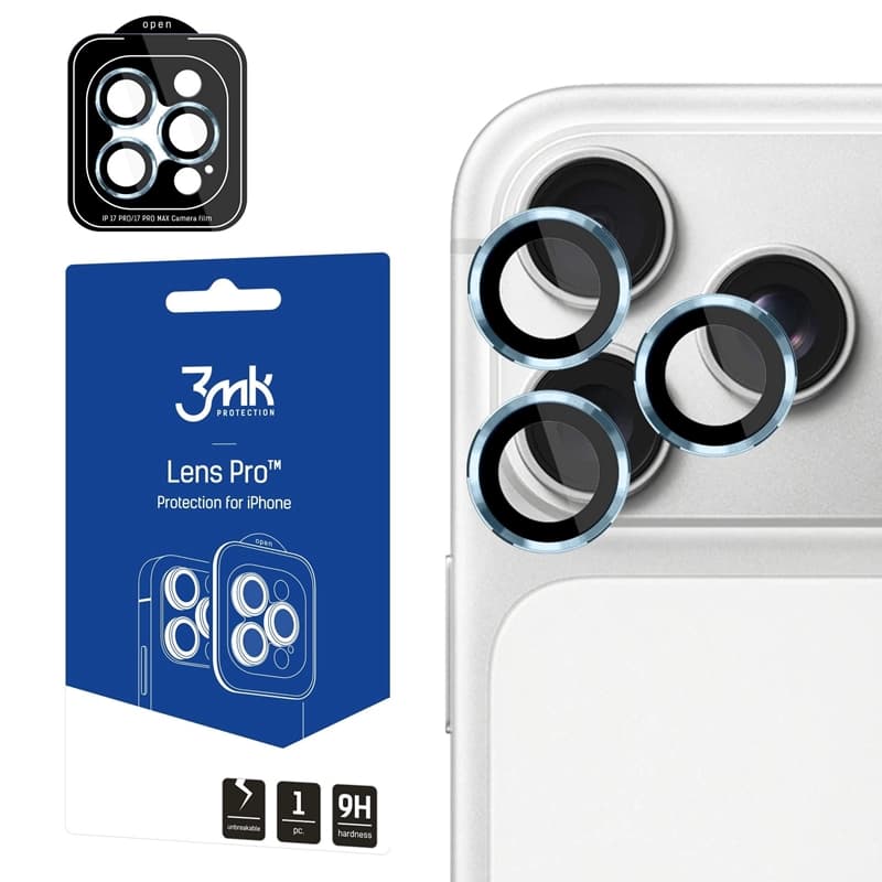 3mk Lens Protection Pro - Camera Lens Glass for iPhone 17 Pro / iPhone 17 Pro Max (Ocean Blue)