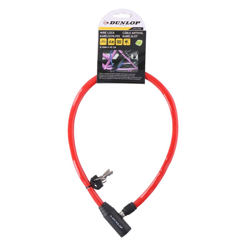 Dunlop - Cable, anti-theft bicycle lock (red) 1