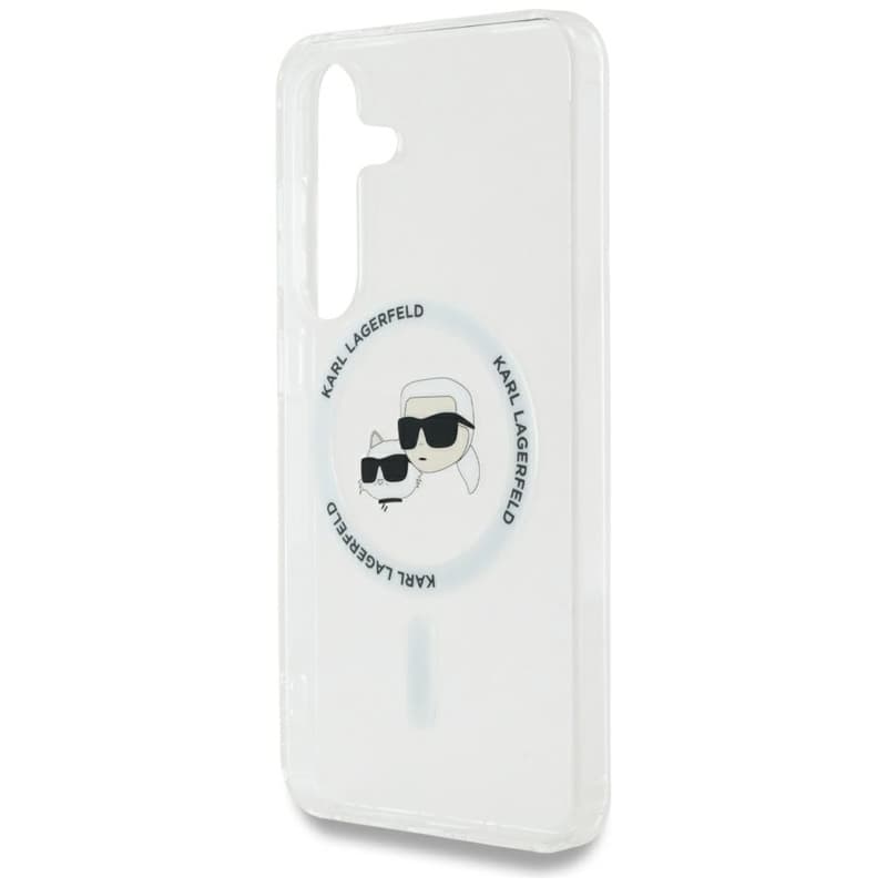Karl Lagerfeld Button Karl & Choupette Heads Printed Logo MagSafe - Case for Samsung Galaxy S25+ (White) 6
