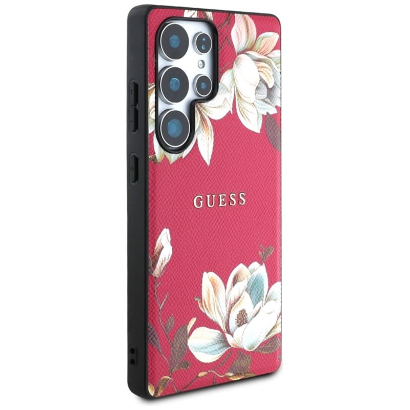 Guess Grained Printed Flower Pattern MagSafe - Case for Samsung Galaxy S25 Ultra (fuchsia) 4