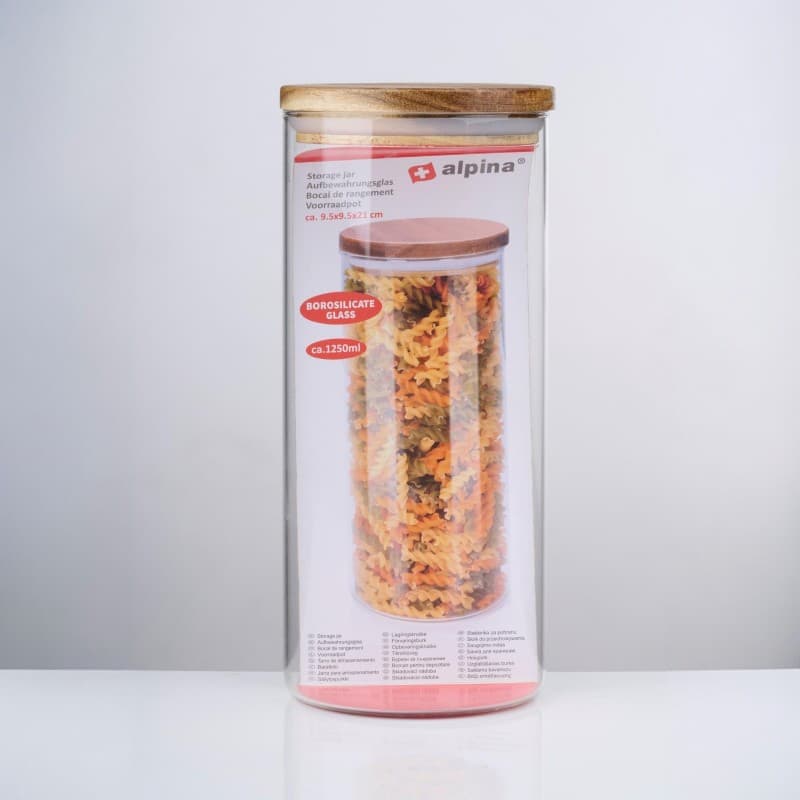 Alpina - Glass Jar/Storage Container with Lid 1250 ml 9.5 x 21 cm 3
