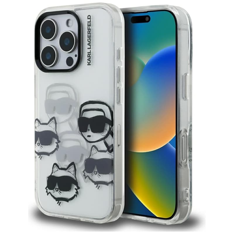 Karl Lagerfeld IML Multi K&C Head Pattern - Case for iPhone 16 Pro (transparent)