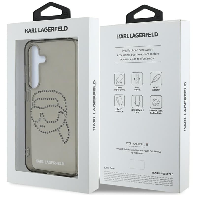 Karl Lagerfeld Rhinestones Karl Head Logo - Case for Samsung Galaxy S25 (Black) 8