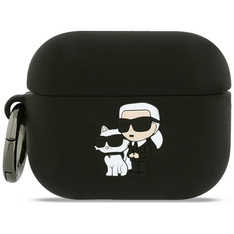 Karl Lagerfeld Silicone Karl & Choupette Head 3D - AirPods Pro 3 Case (Black)