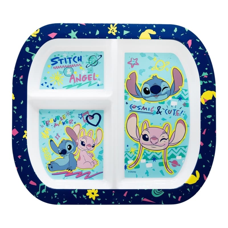 Disney Stitch - Microwave-safe children's plate with compartments from the Stitch & Angel collection (19.5 x 22 cm) 2
