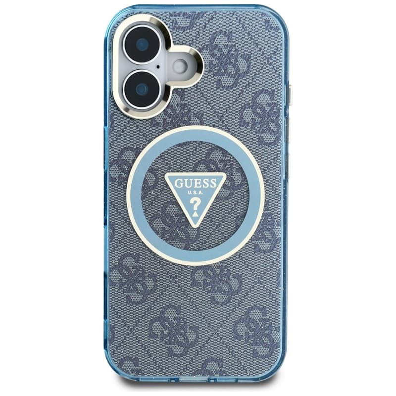 Guess IML Metal Glitter 4G Circle Triangle MagSafe - Case for iPhone 16 (blue) 3