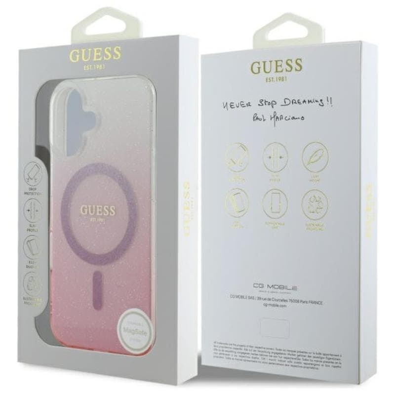 Guess IML Glitter Gradient MagSafe - Case for iPhone 16 Plus (Pink) 8