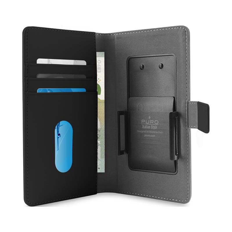 PURO Smart Wallet - Universal case with a holder for taking photos with pockets for cards and money, size XXL (black) 3