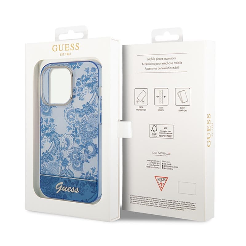 Guess Porcelain Collection - Case for iPhone 14 Pro Max (Blue) 8
