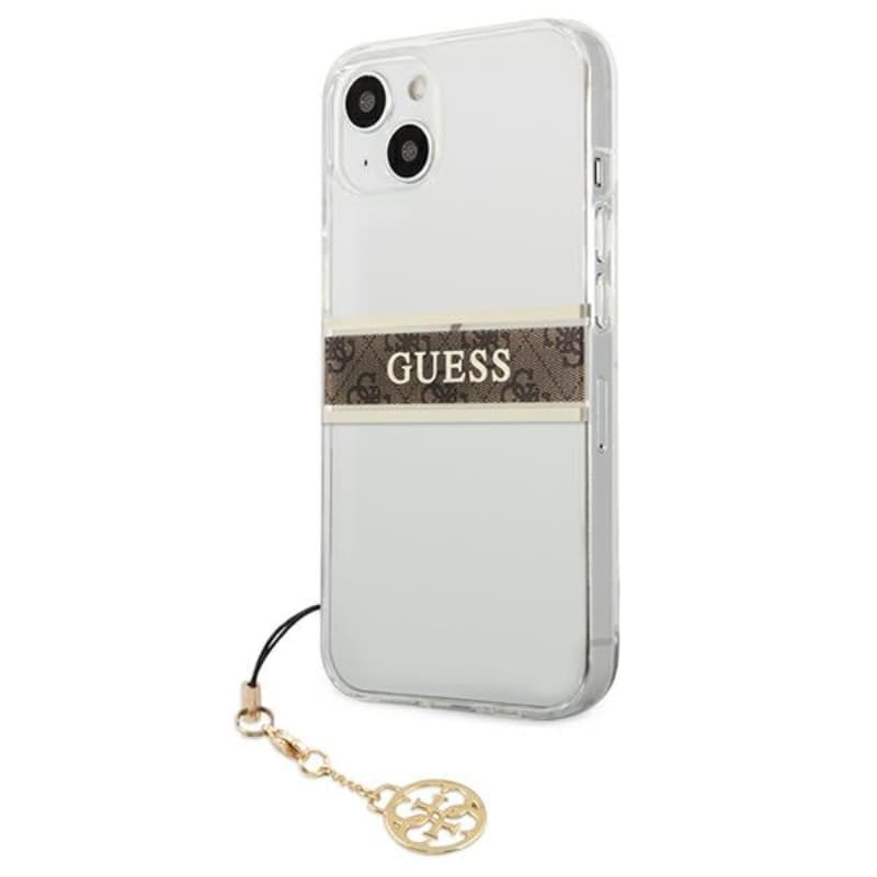 Guess 4G Stripe Brown Charm  - Case for iPhone 13 mini (Transparent) 2