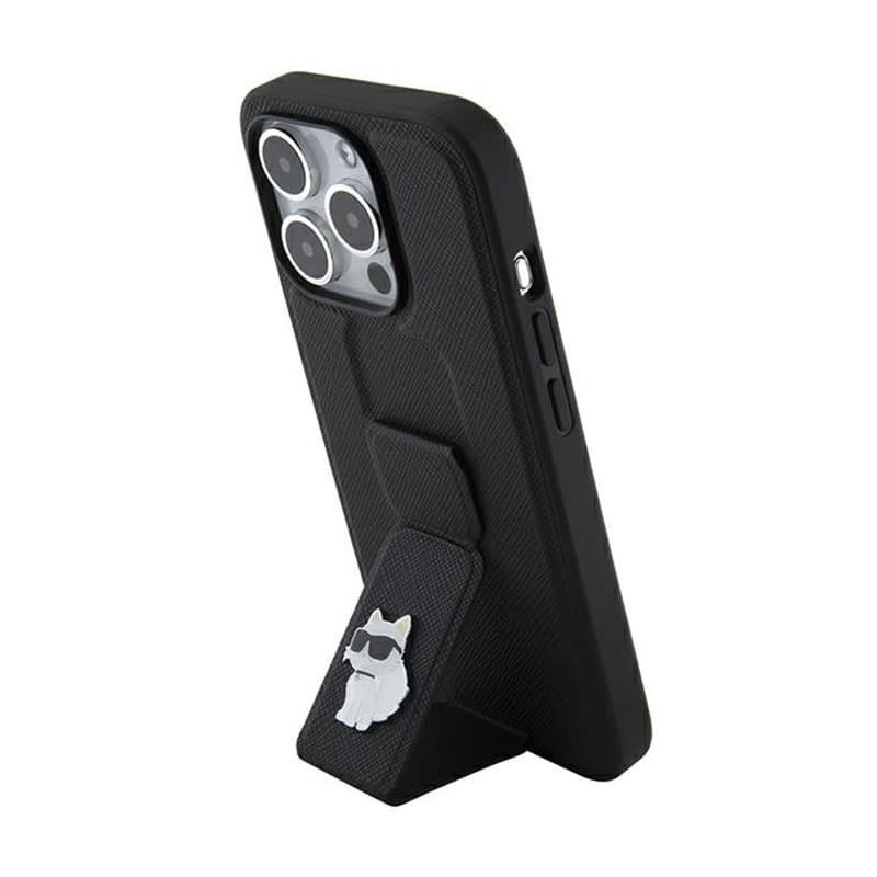 Karl Lagerfeld Gripstand Saffiano Choupette Pins - iPhone 14 Pro Case (black) 8