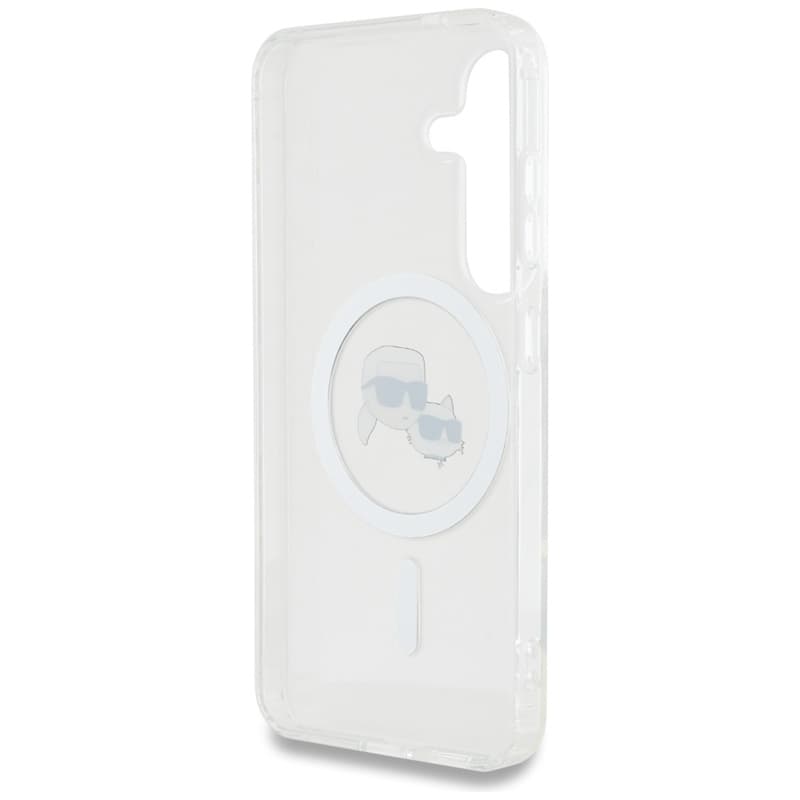 Karl Lagerfeld Button Karl & Choupette Heads Printed Logo MagSafe - Case for Samsung Galaxy S25+ (White) 7