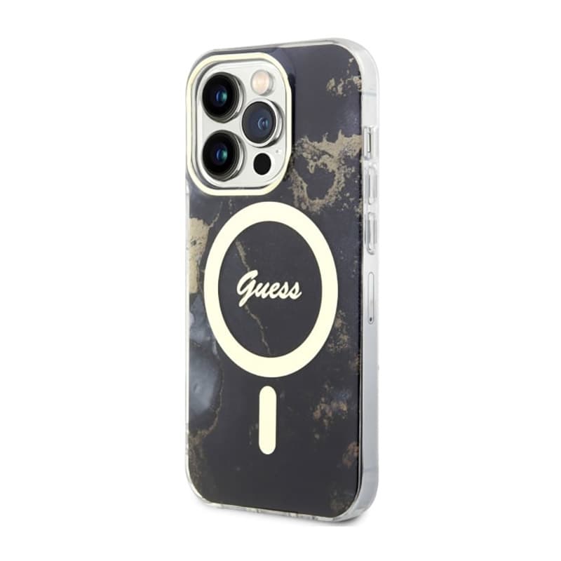 Guess Golden Marble MagSafe - Case for iPhone 14 Pro (Black) 2