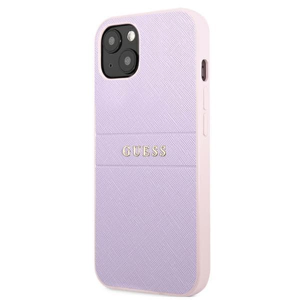Guess Saffiano Hot Stamp & Metal Logo - iPhone 13 mini case (liliowy) 2
