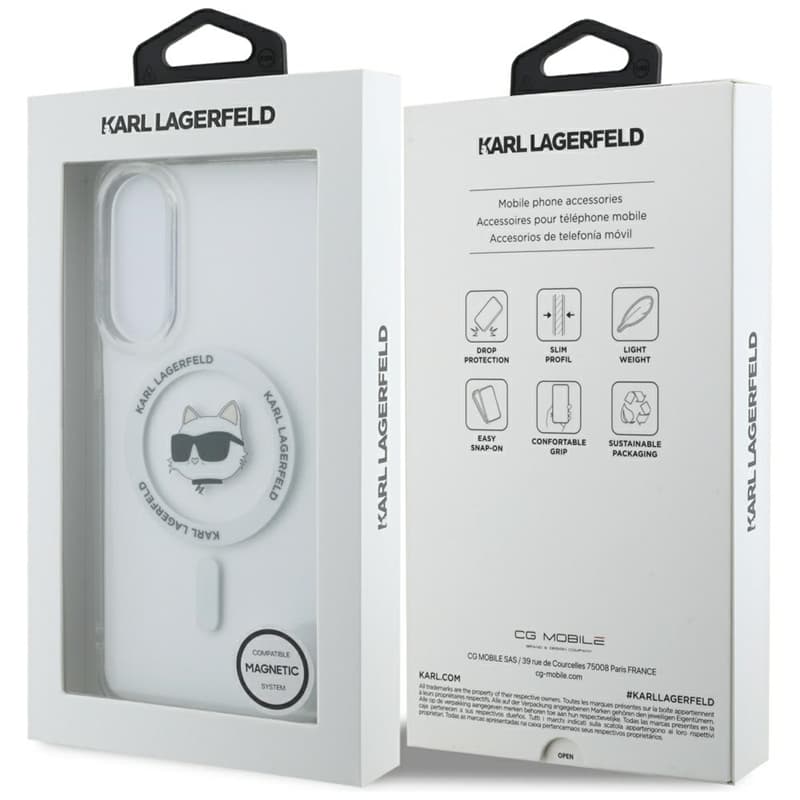 Karl Lagerfeld Button Choupette Head Printed Logo MagSafe - Case for Samsung Galaxy S25 Edge (white) 8