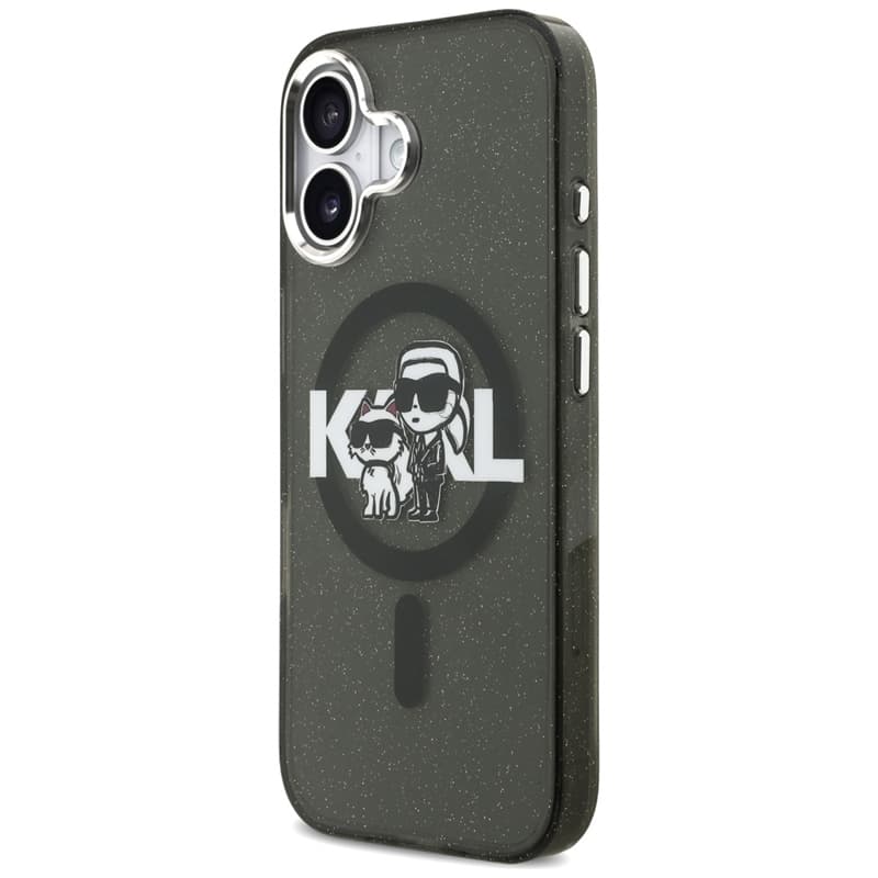 Karl Lagerfeld IML Glitter Karl & Choupette Sketch Logo MagSafe - Case iPhone 17 (Black) 2