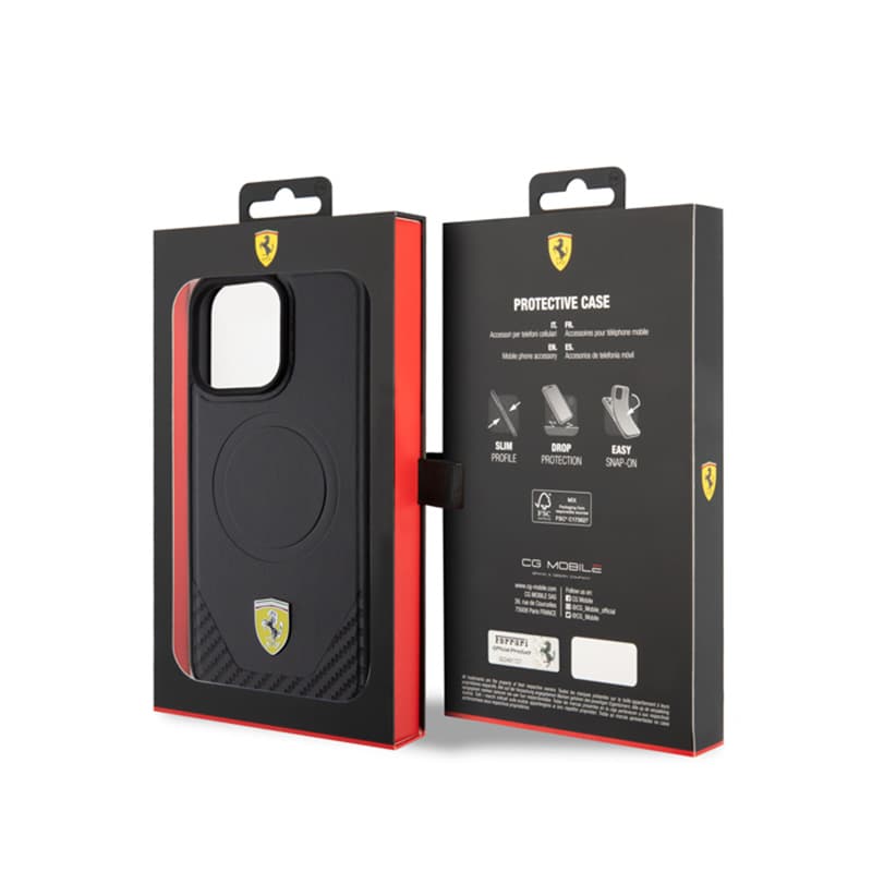 Ferrari Carbon Metal Logo MagSafe - Case for iPhone 15 Pro Max (Black) 8