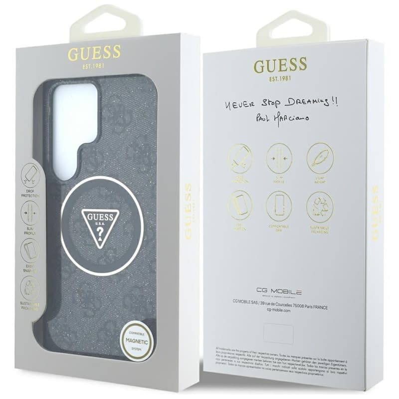 Guess 4G Glitter Triangle Buttons MagSafe - Case for Samsung Galaxy S25 Ultra (black) 8
