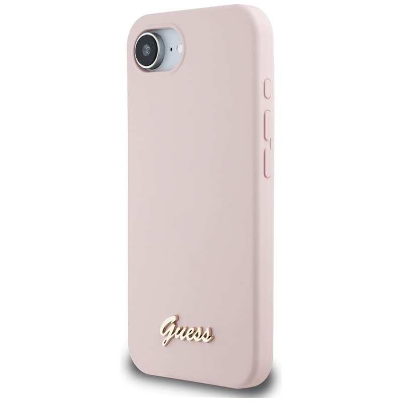 Guess Silicone Script Metal Logo MagSafe - Case for iPhone 16e (pink) 2