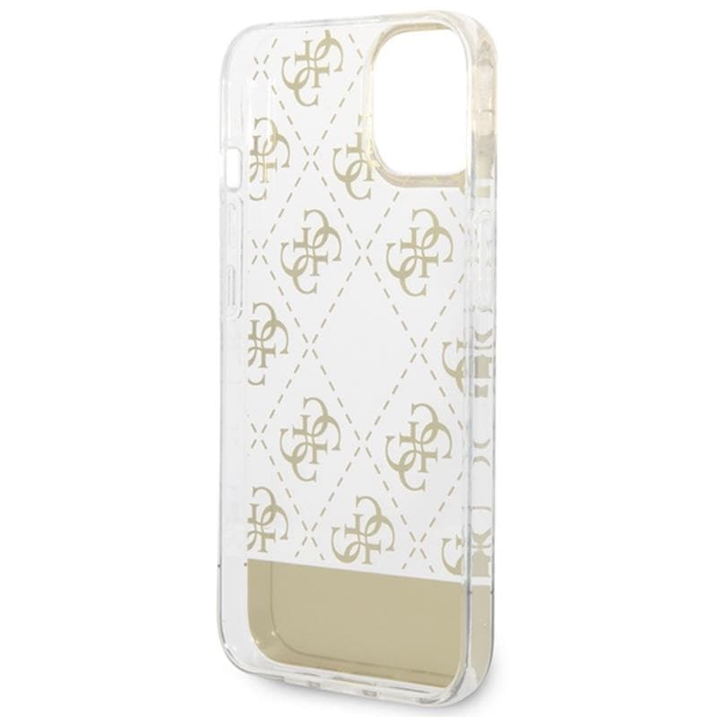 Guess 4G Stripe Script Logo Electroplated Pattern - Case for iPhone 14 Plus (Gold) 6