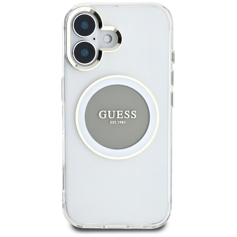 Guess IML Metal Colored Circle Classic Logo MagSafe - Case for iPhone 16 (gray) 3