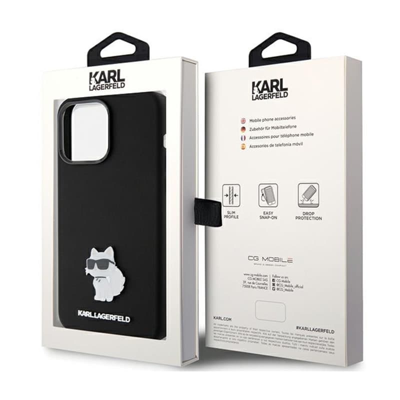 Karl Lagerfeld Silicone Choupette Metal Pin - iPhone 15 Pro Max Case (Black) 8