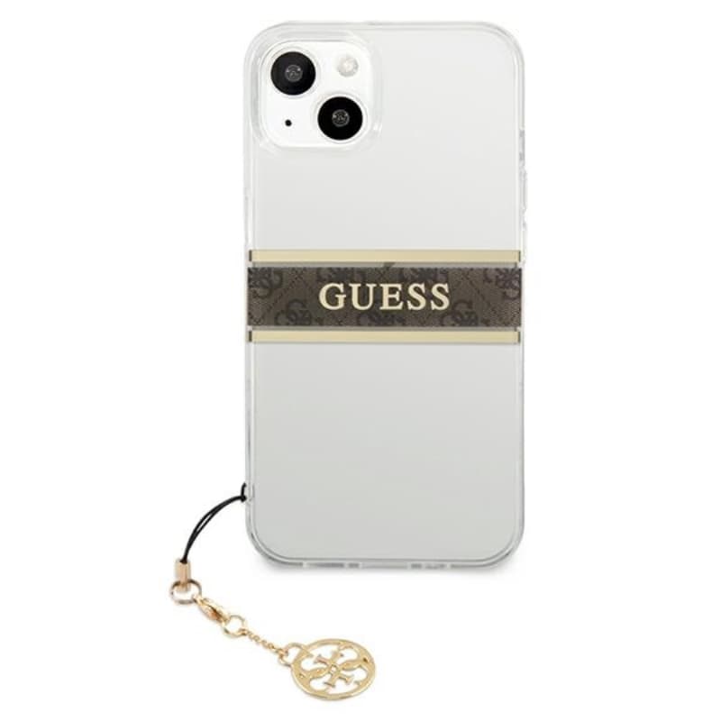 Guess 4G Stripe Brown Charm  - Case for iPhone 13 mini (Transparent) 3