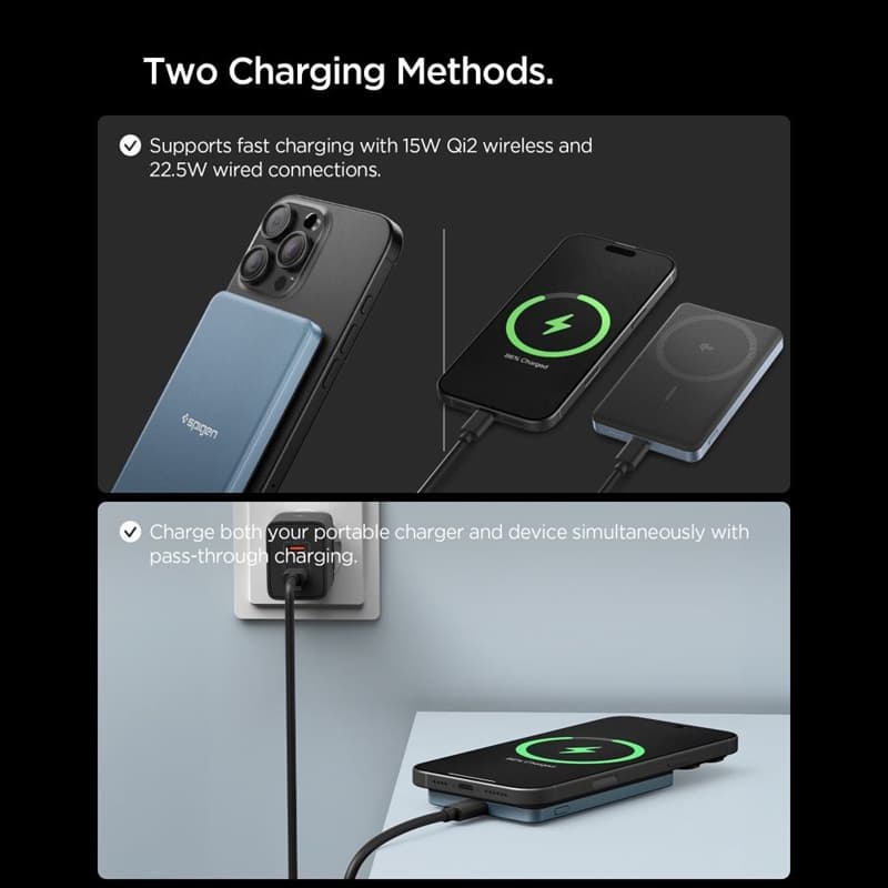Spigen EA2205MQ Essential - Power Bank MagSafe 5000 mAh 22.5W Qi2 (Teal Blue) 6