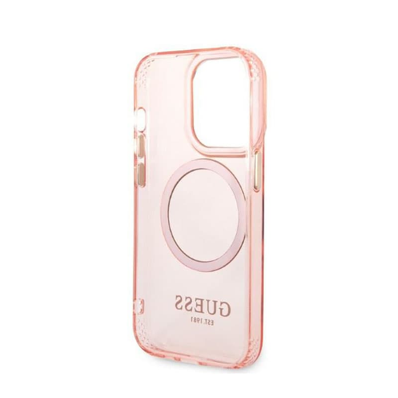 Guess Gold Outline Translucent MagSafe - Case for iPhone 14 Pro (Pink) 7