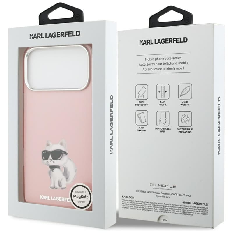 Karl Lagerfeld IML Aquarelle Choupette & Logo MagSafe - Case iPhone 17 Pro (Pink) 8