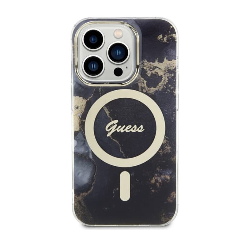 Guess Golden Marble MagSafe - Case for iPhone 14 Pro (Black) 3