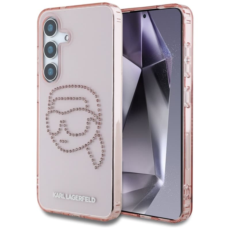 Karl Lagerfeld Rhinestones Karl Head Logo - Case for Samsung Galaxy S25 (Pink) 1