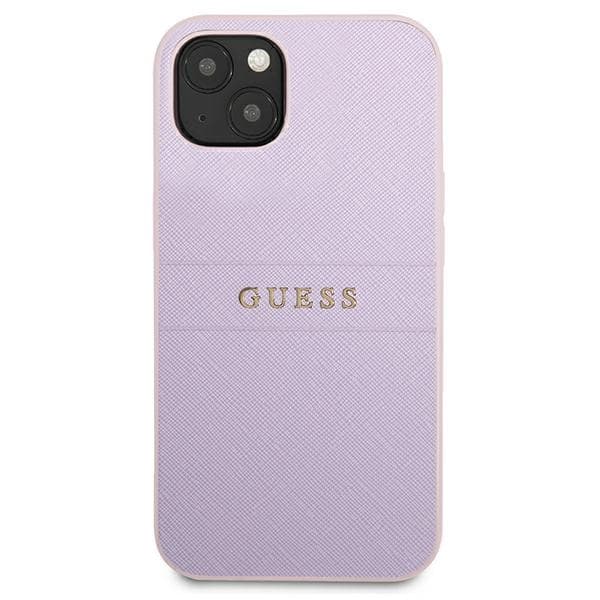 Guess Saffiano Hot Stamp & Metal Logo - iPhone 13 mini case (liliowy) 3